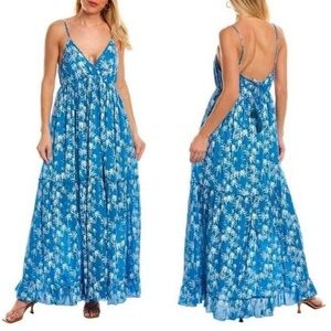 🆕 RO'S GARDEN "Belinda Blue" Palm Print Maxi Dress